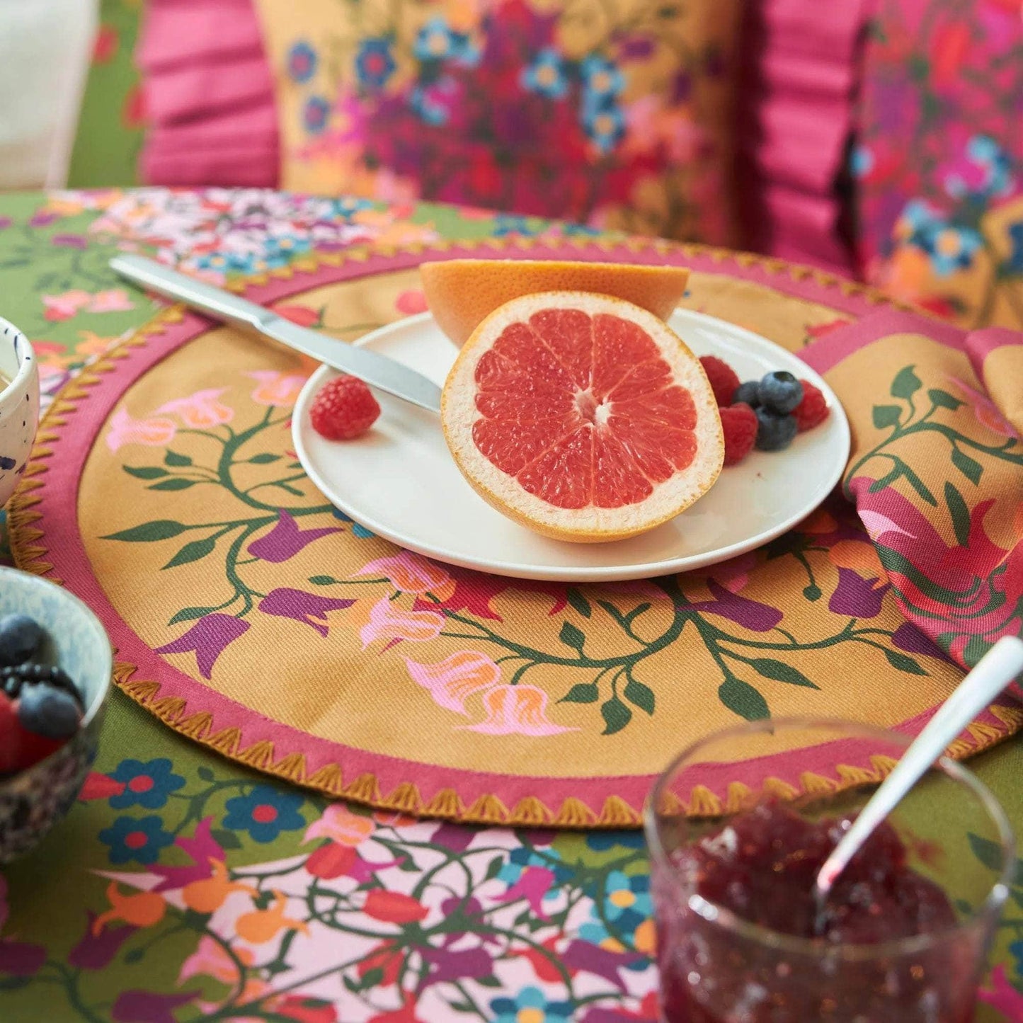 Placemats Blumen Round Orange Placemats | Set of 6