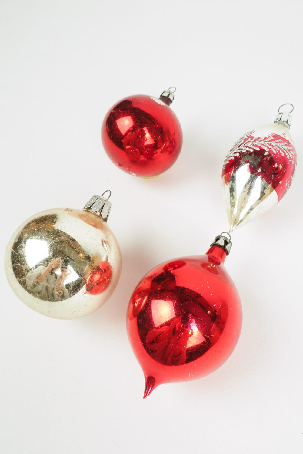 4 Antique Glass Baubles