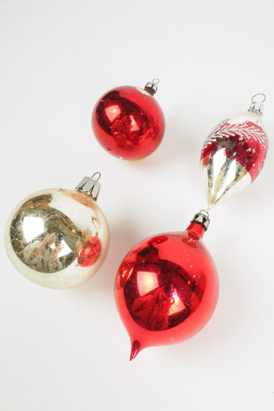 4 Antique Glass Baubles