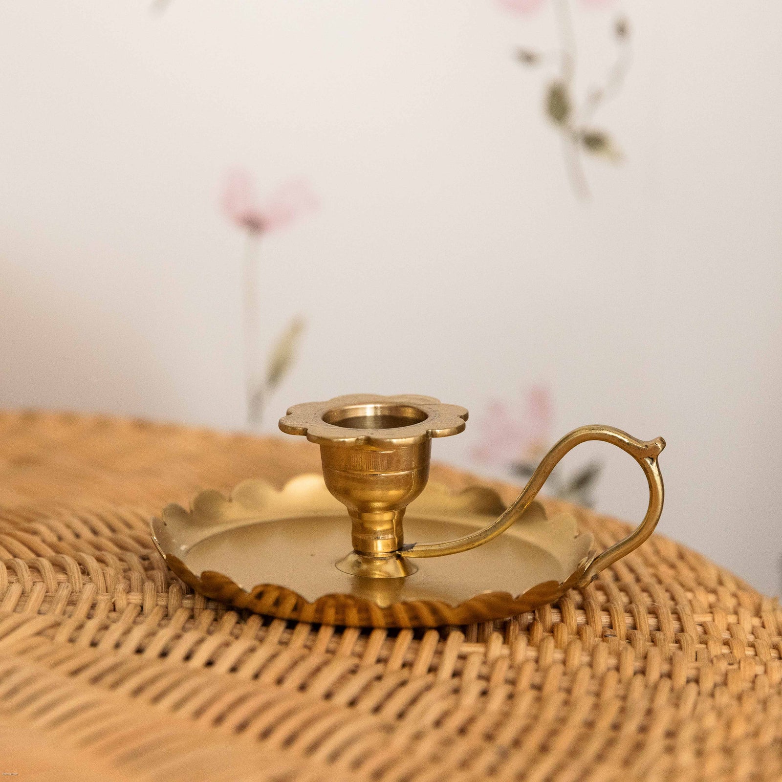 Scalloped Brass Candle Holder