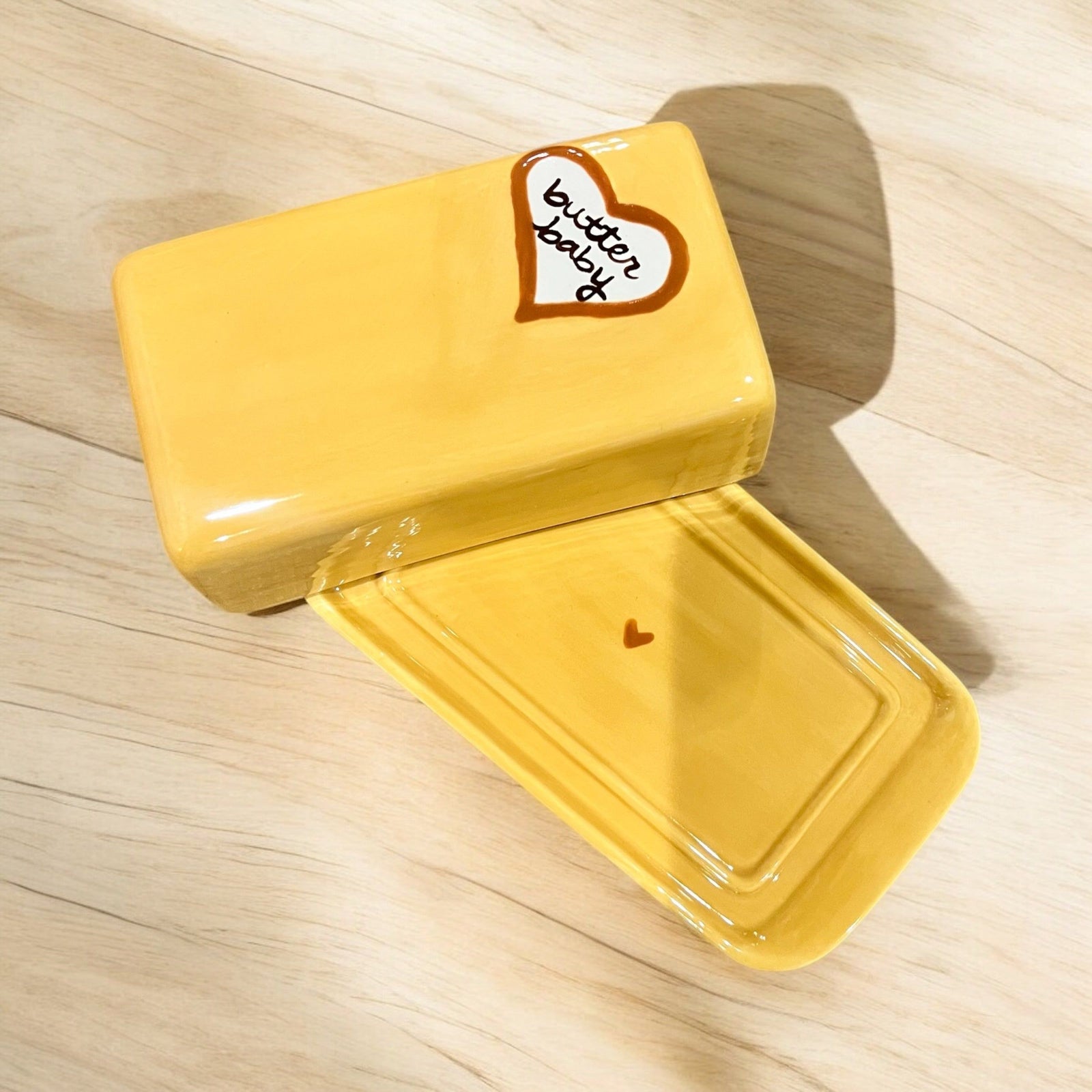 Hand-painted “butter me up” European Butter Dish