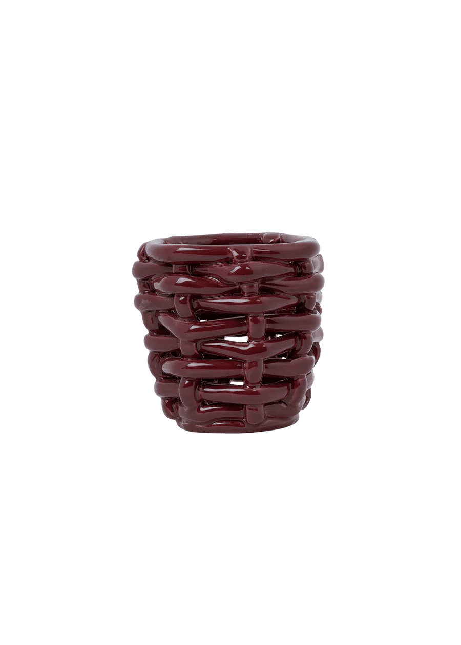 Small Burgundy Basketweave Planter