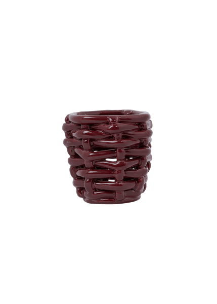 Small Burgundy Basketweave Planter