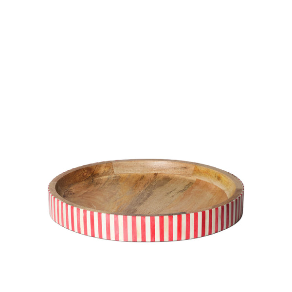 Round Inlay Tray | Red  | Striped