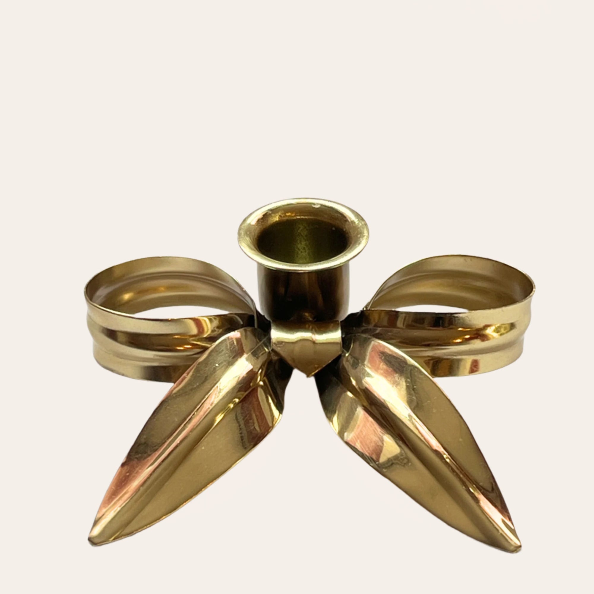 A Pair of Bow Candleholders | Brass