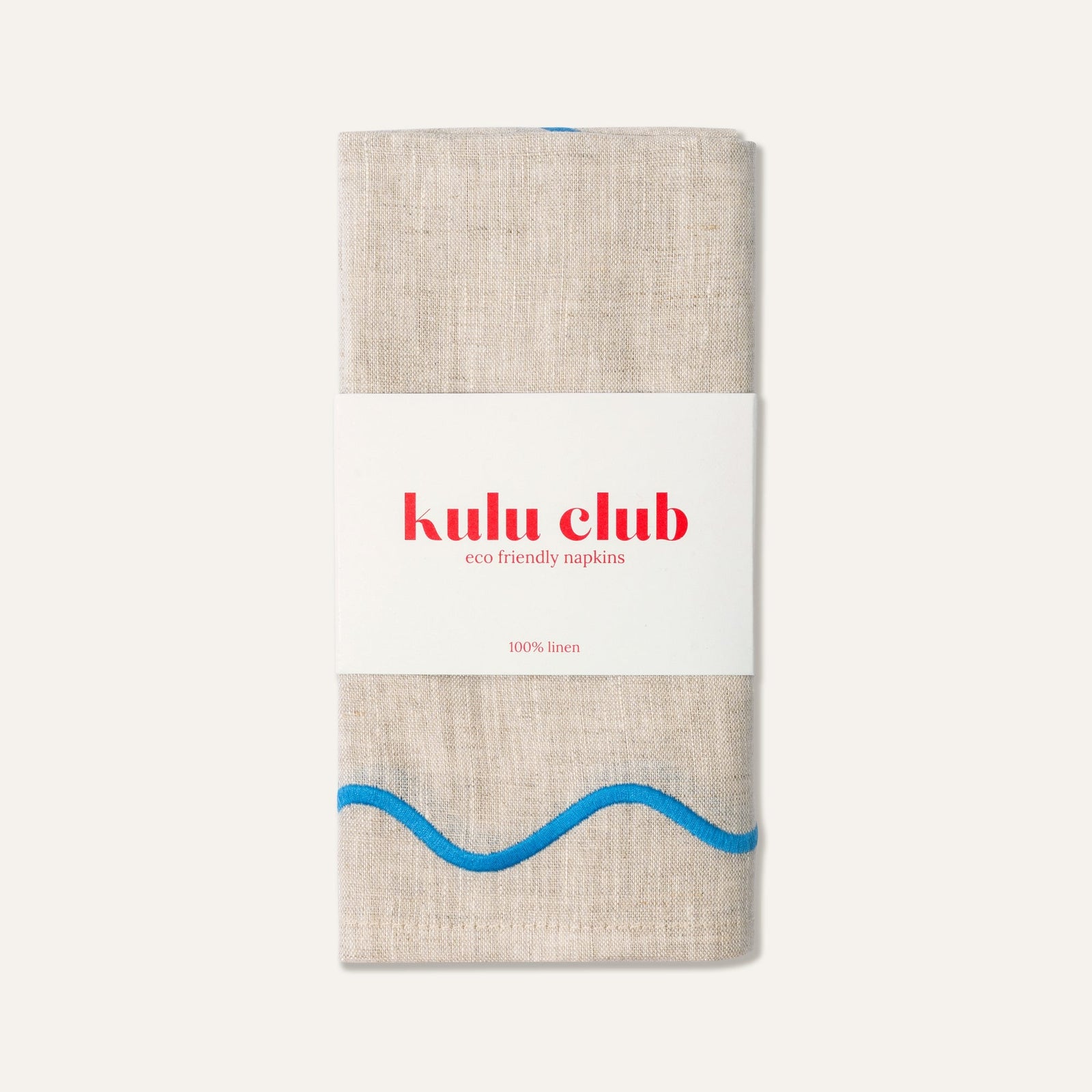 Wavy Linen Napkins Beige/Blue - Set of 2