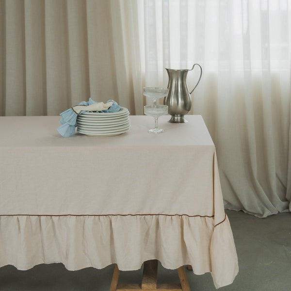 Tablecloth Ruffle Beige - Large