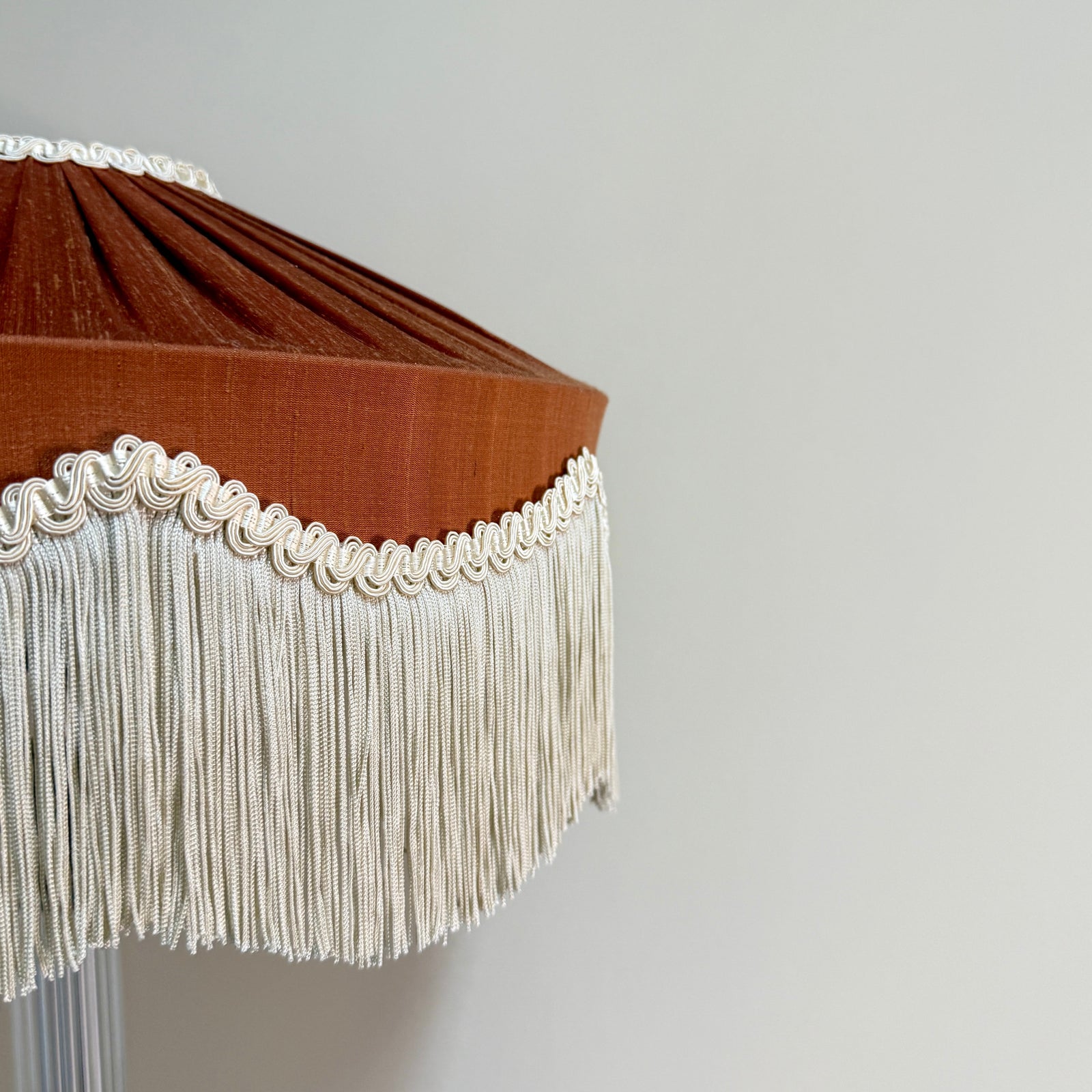 The Peggy Silk Fringed Lampshade - Rust