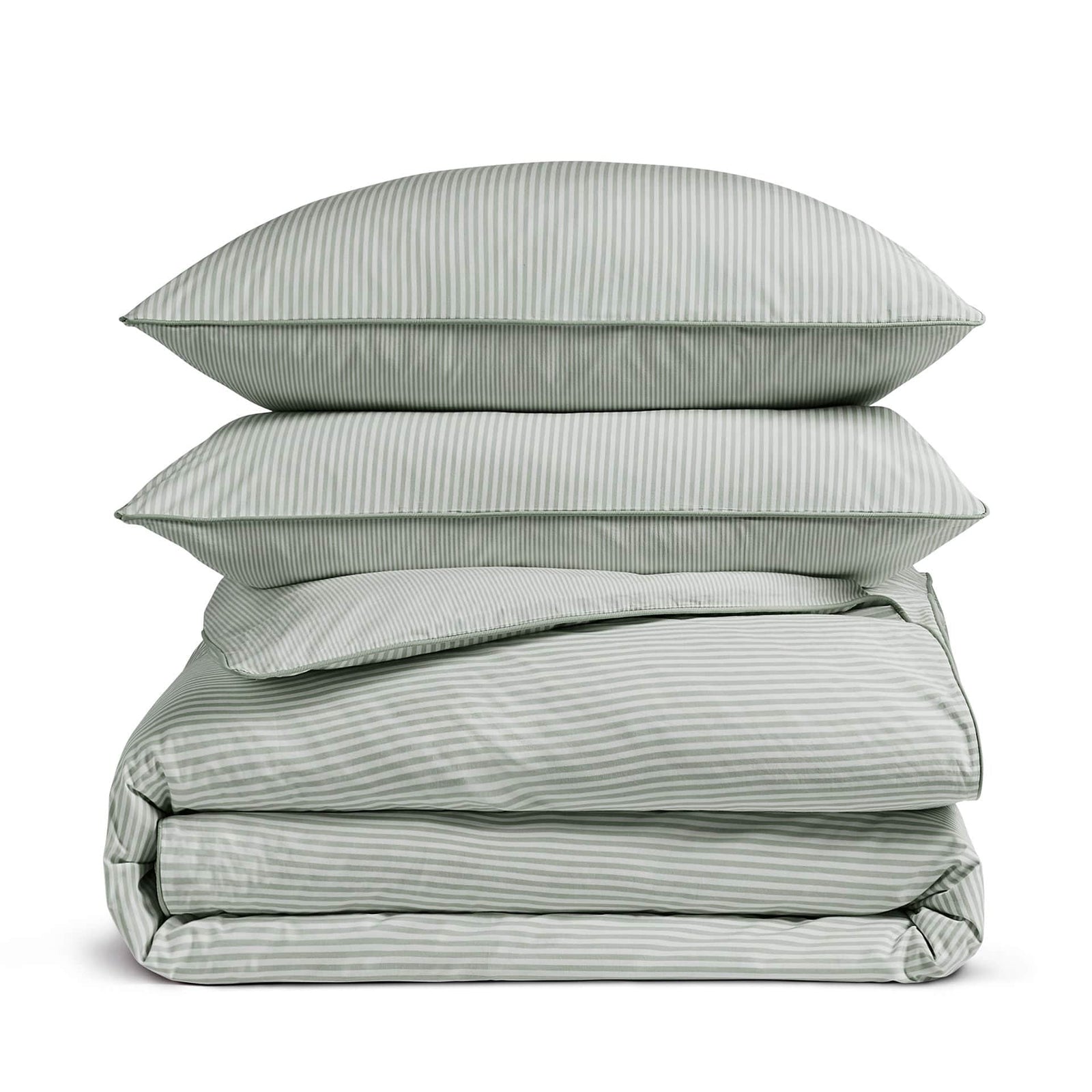 Luxury Organic Cotton Sage Green Striped Bedding Set