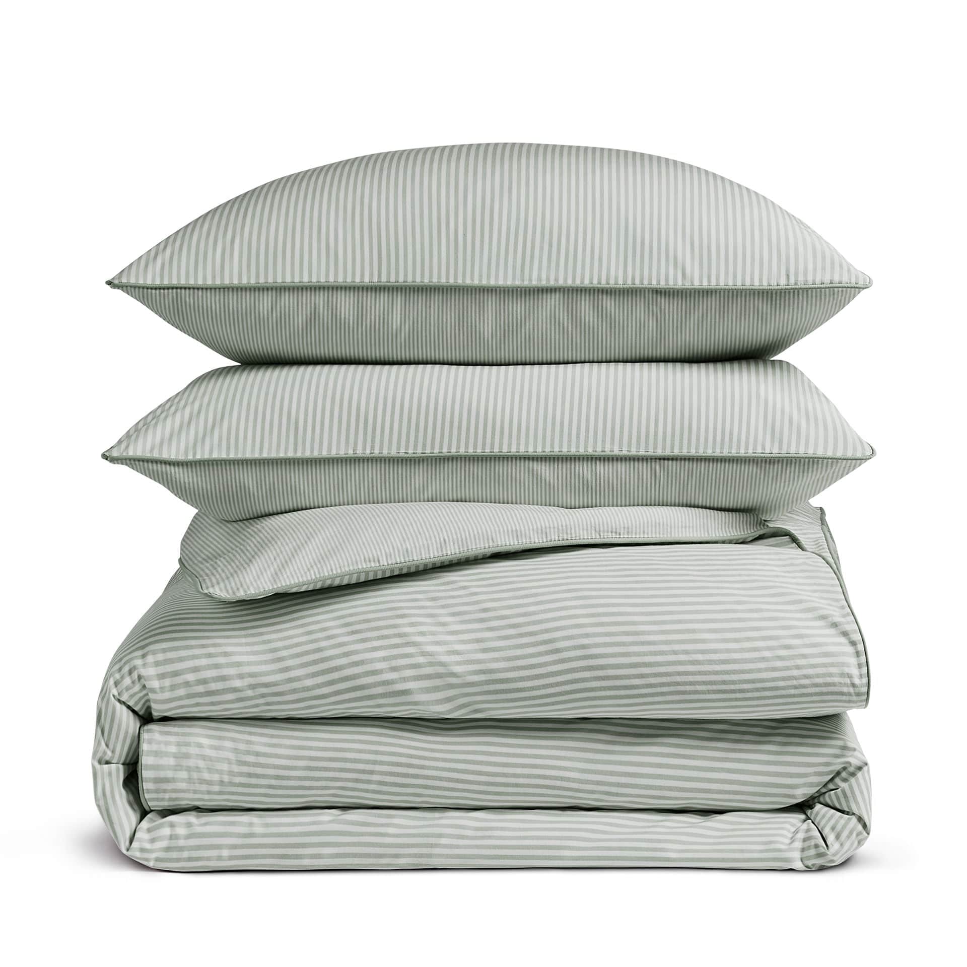 Luxury Organic Cotton Sage Green Striped Bedding Set