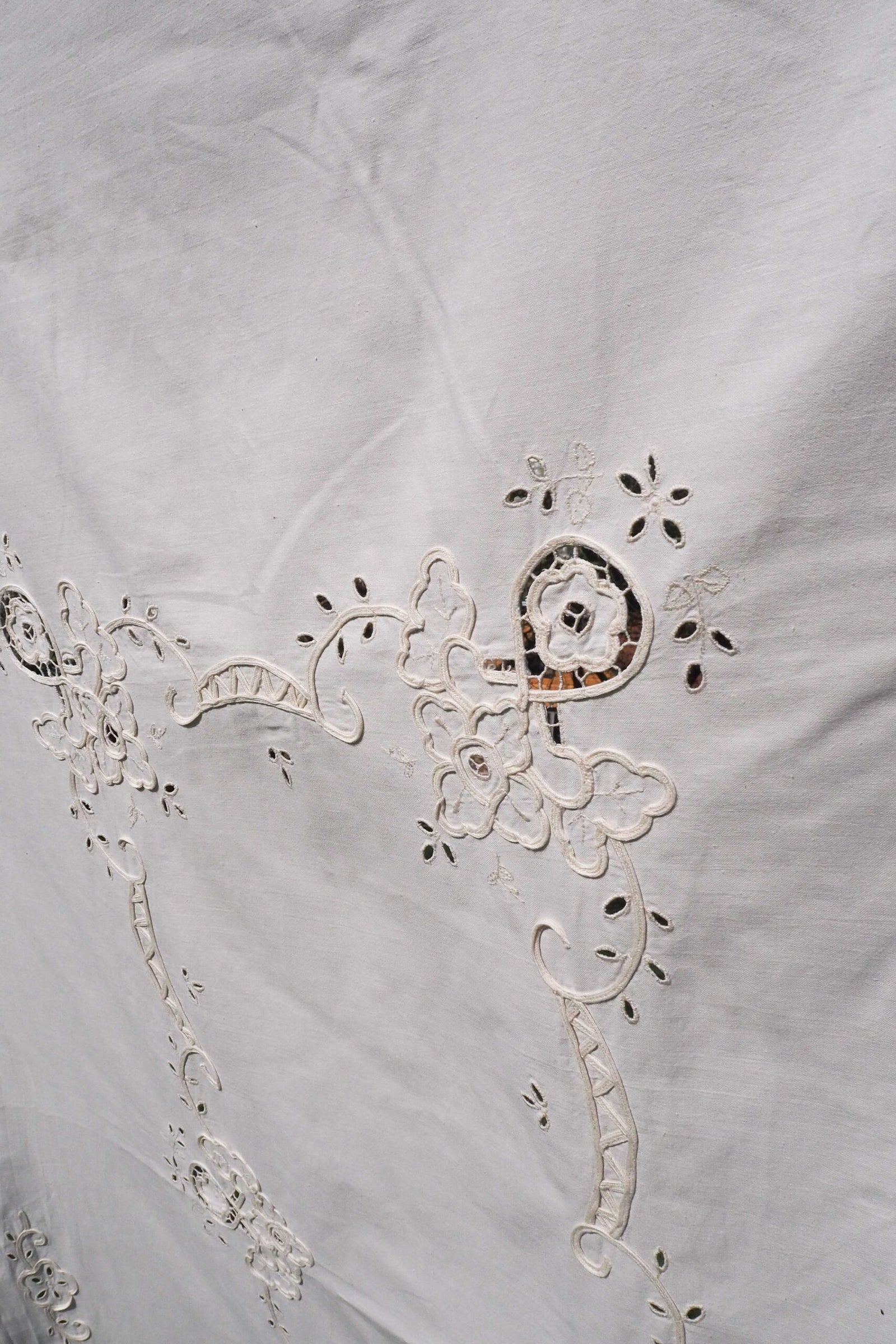 Antique Broderie Anglaise Tablecloth