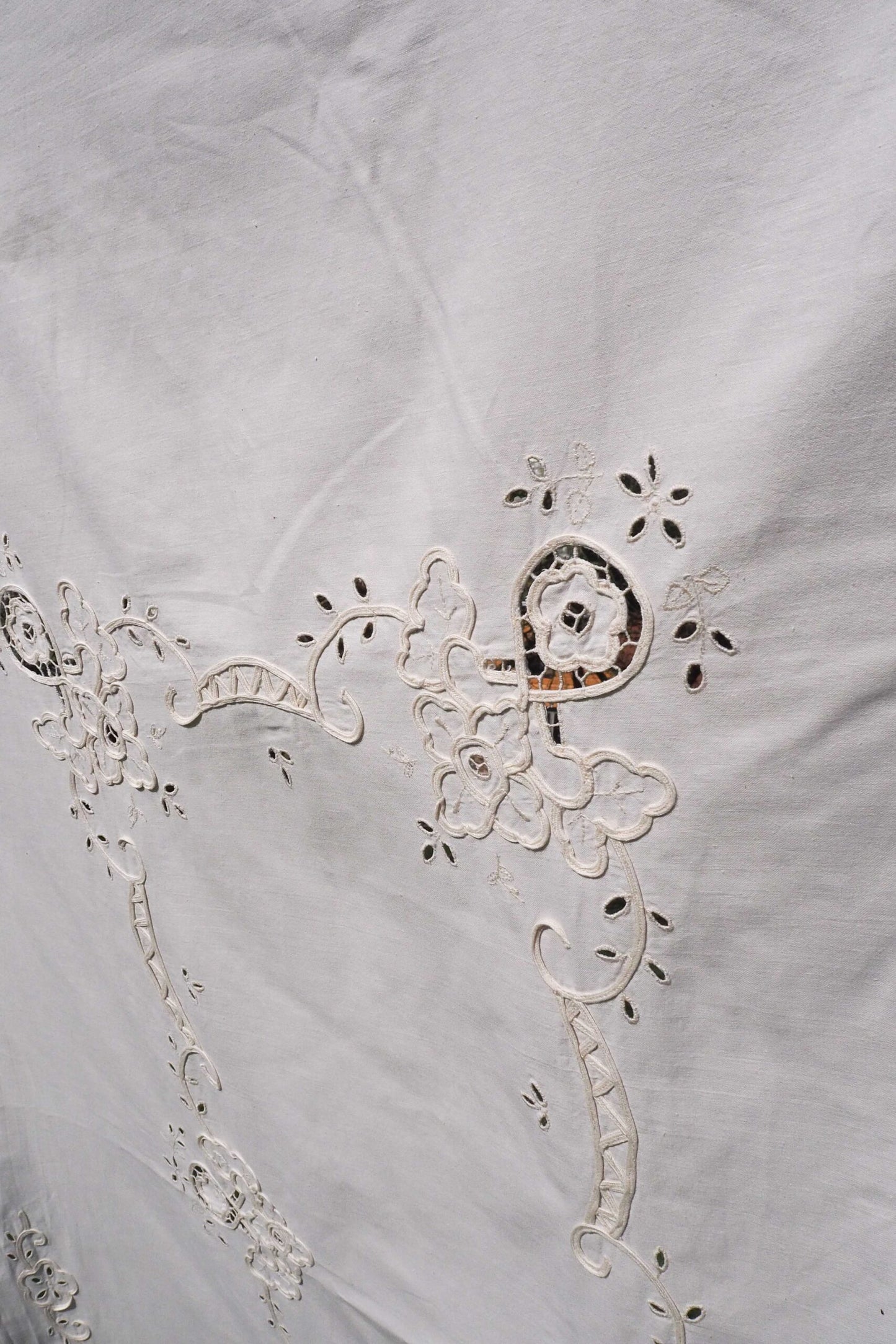 Antique Broderie Anglaise Tablecloth
