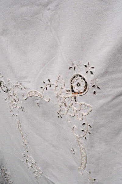 Antique Broderie Anglaise Tablecloth