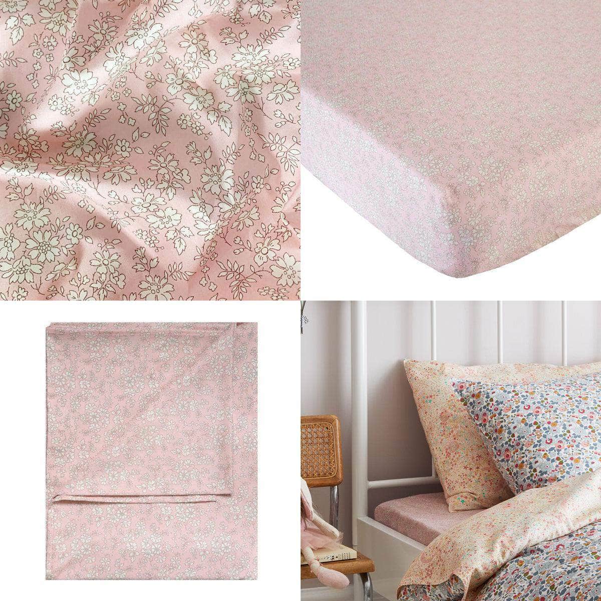 Flat Top Sheet Made With Liberty Fabric Capel Pink