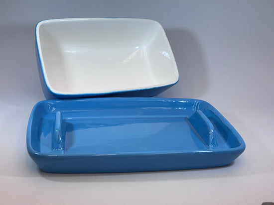 Stoneware Blue Butter Dish