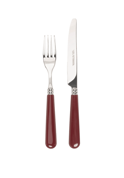 Burgundy Knife and Fork Set
