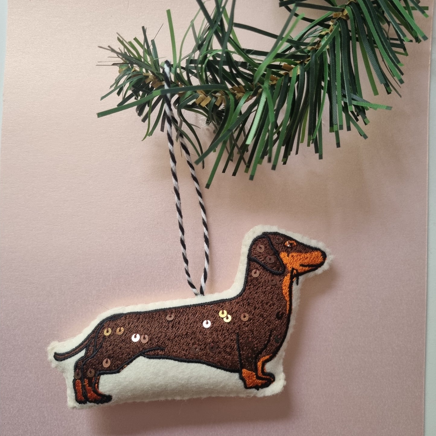 The Sausage Dog Embroidered Hanging Ornament