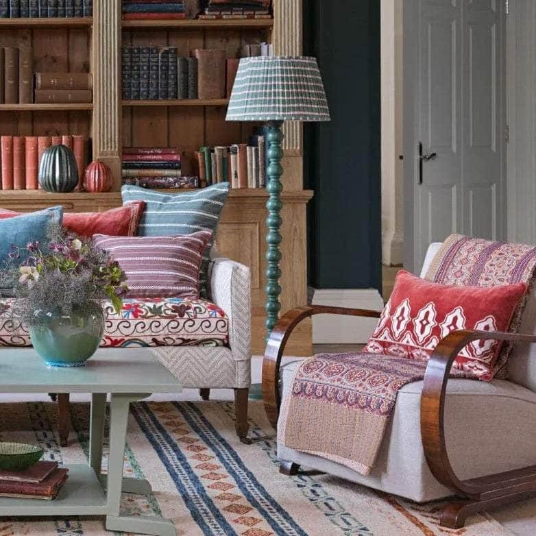 Edo Stripe Pleated Lampshade - Moss Green & Pink