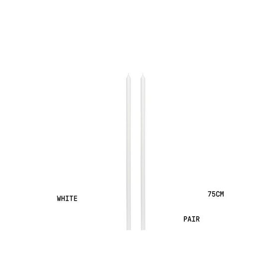 White Tapered METRE Candle Pair