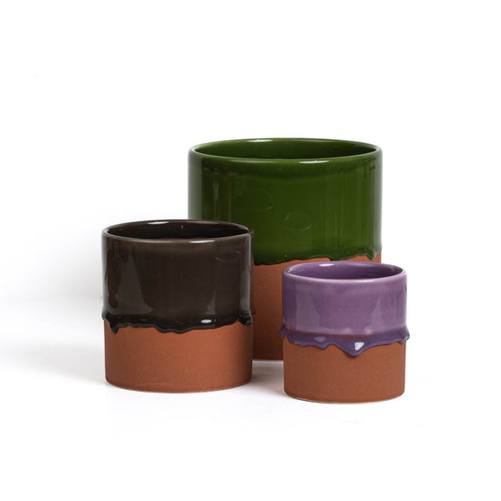 Drip Ceramic Planter Medium - Charcoal T