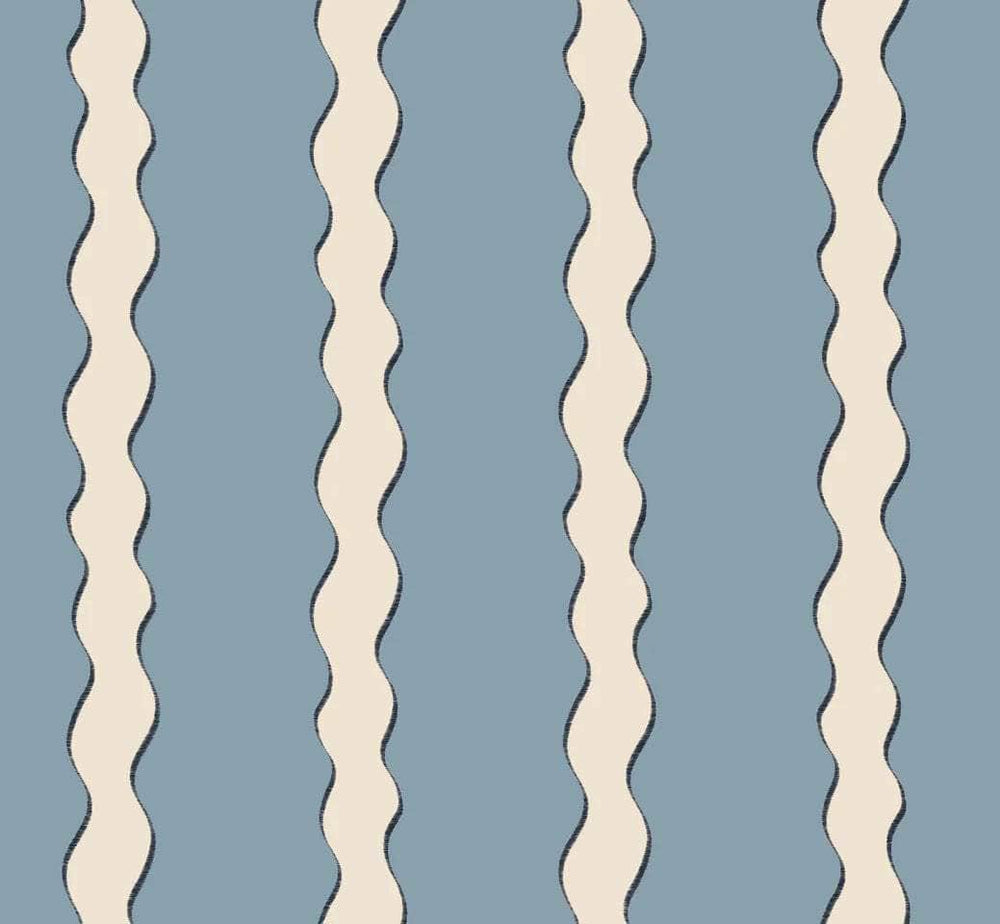 Scroll Stripe Fabric (Sky)