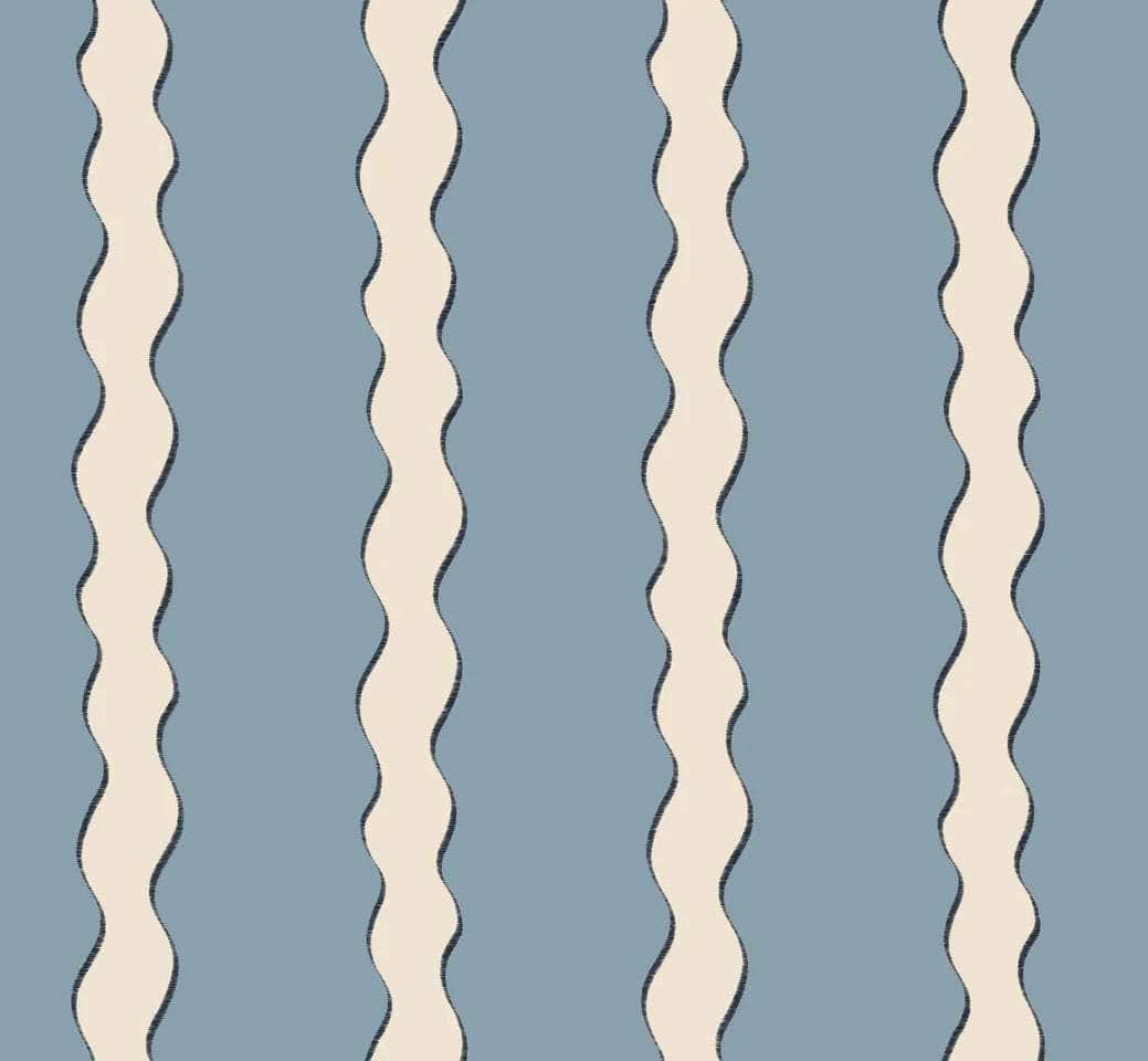 Scroll Stripe Fabric (Sky)