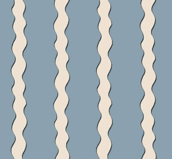 Scroll Stripe Fabric (Sky)