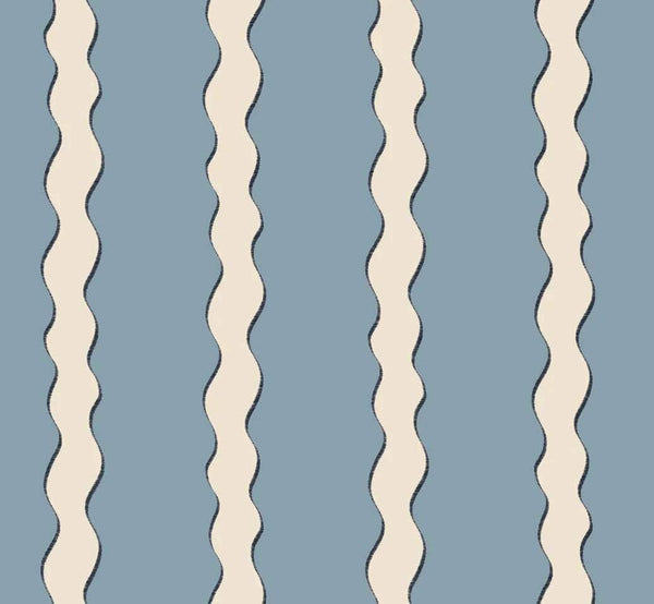 Scroll Stripe Fabric (Sky)