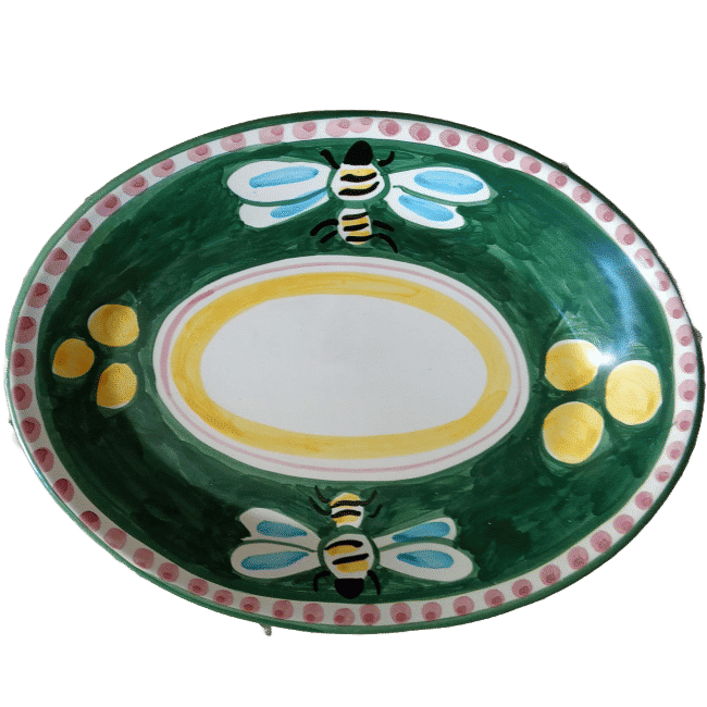 Oval Plate 30cm Green Bee