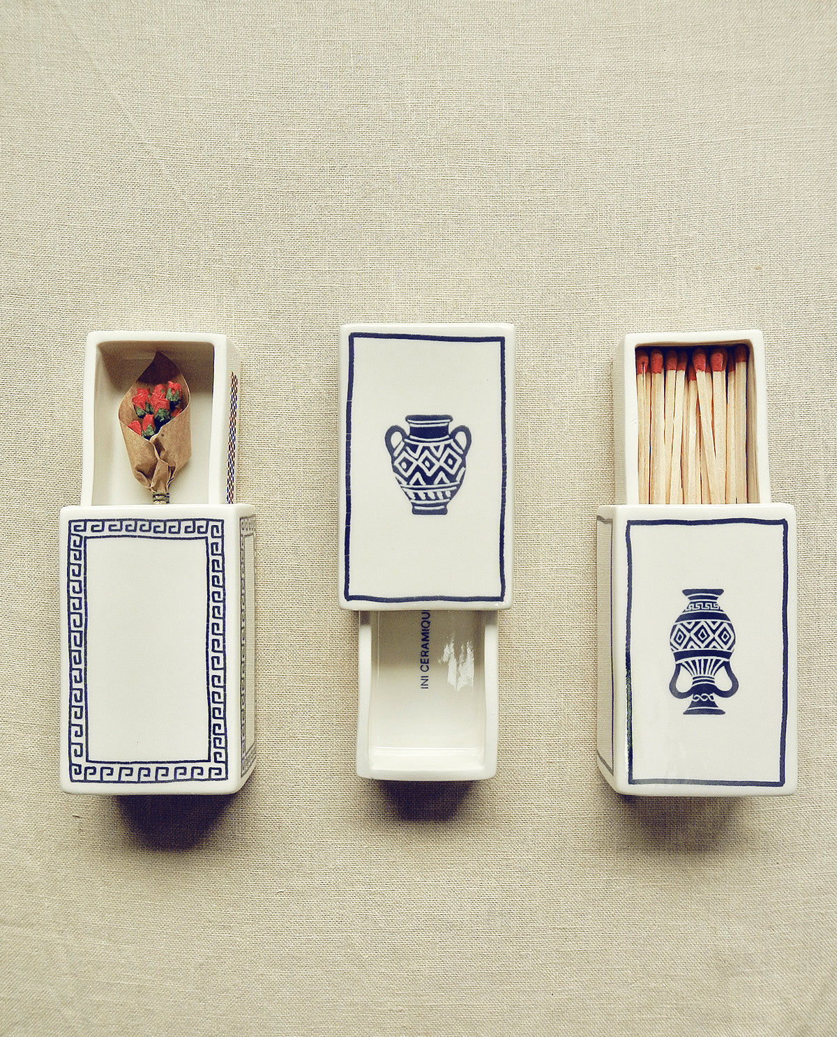 ‘Greek Pattern’ Ceramic Matchbox