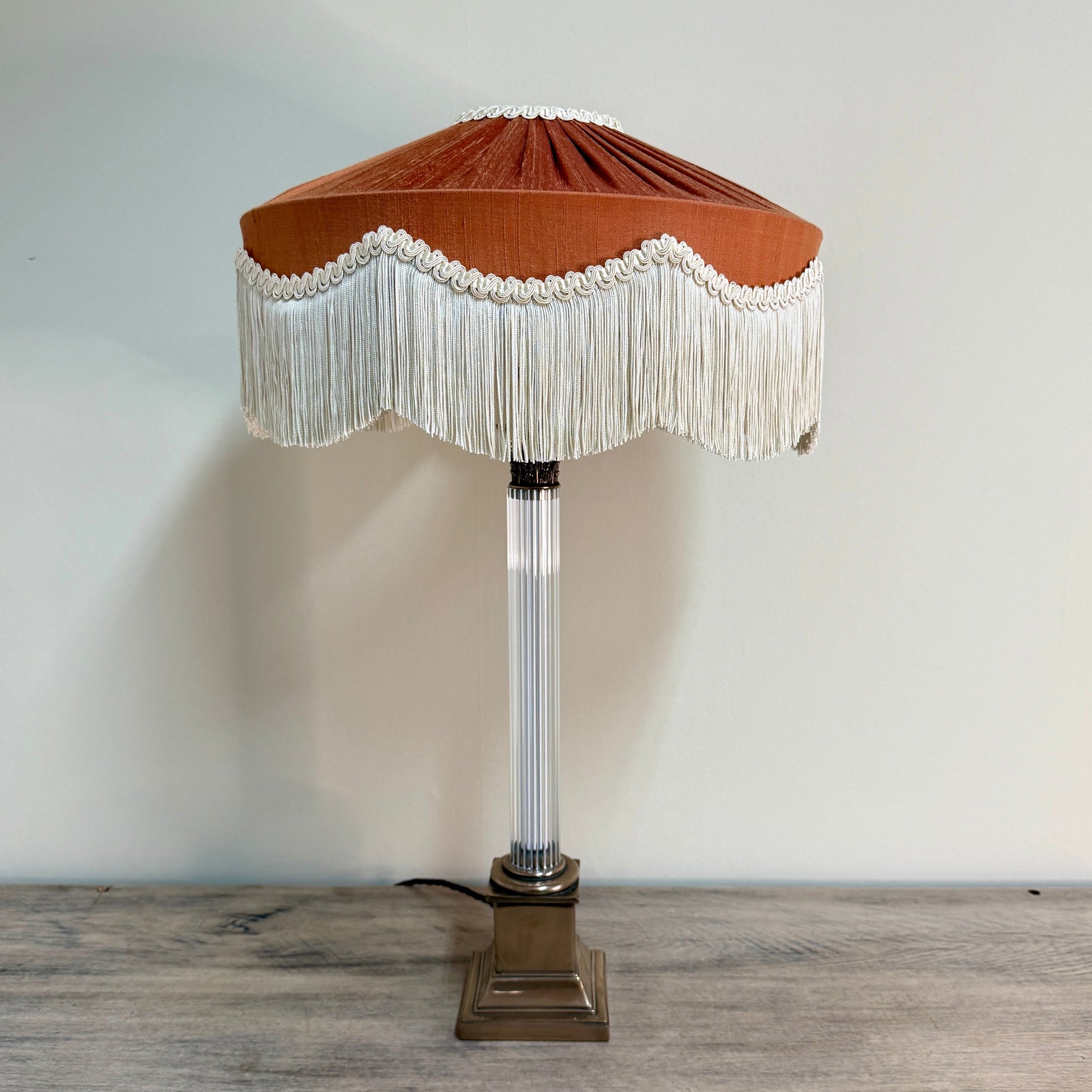 The Peggy Silk Fringed Lampshade - Rust