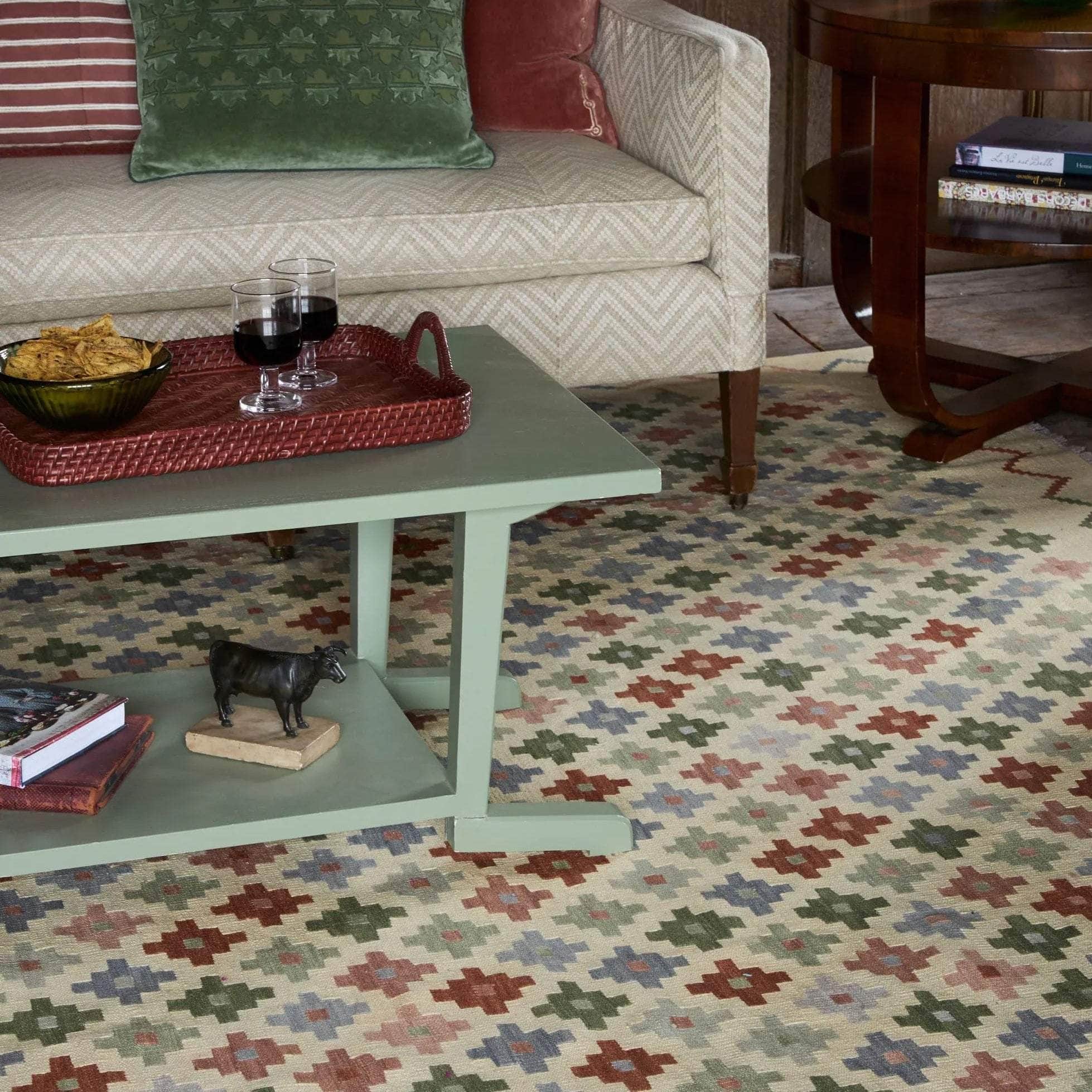 Ziggurat Kilim Rug - Dark Multicolour