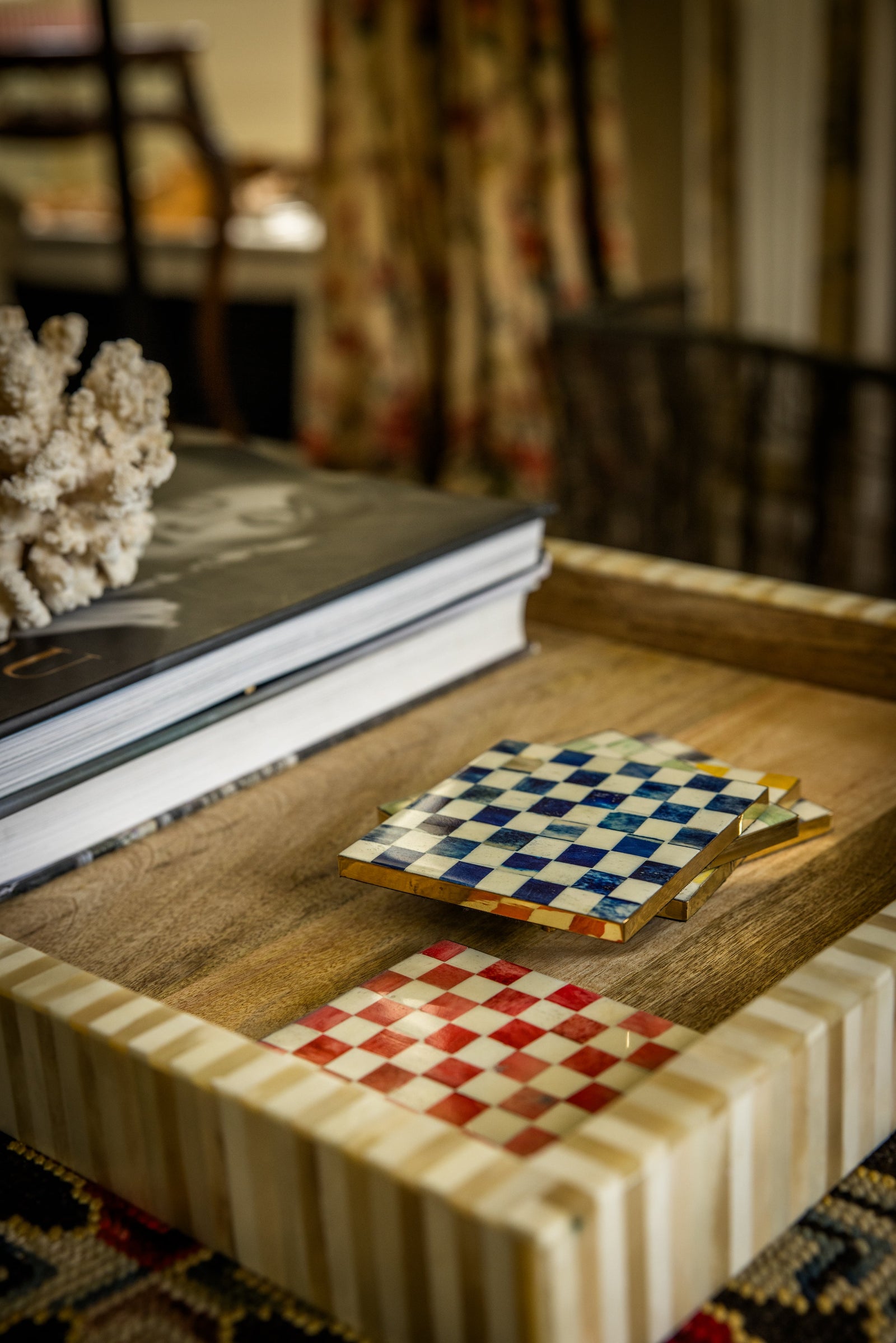 Coasters | Inlay Chequered| Multi Coloured
