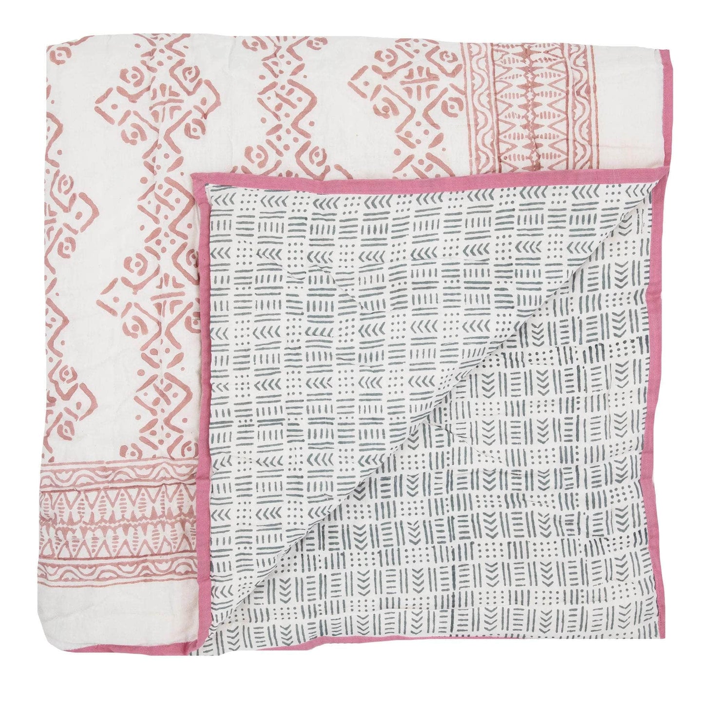 Double Mali Kahala Pink Blue Quilt