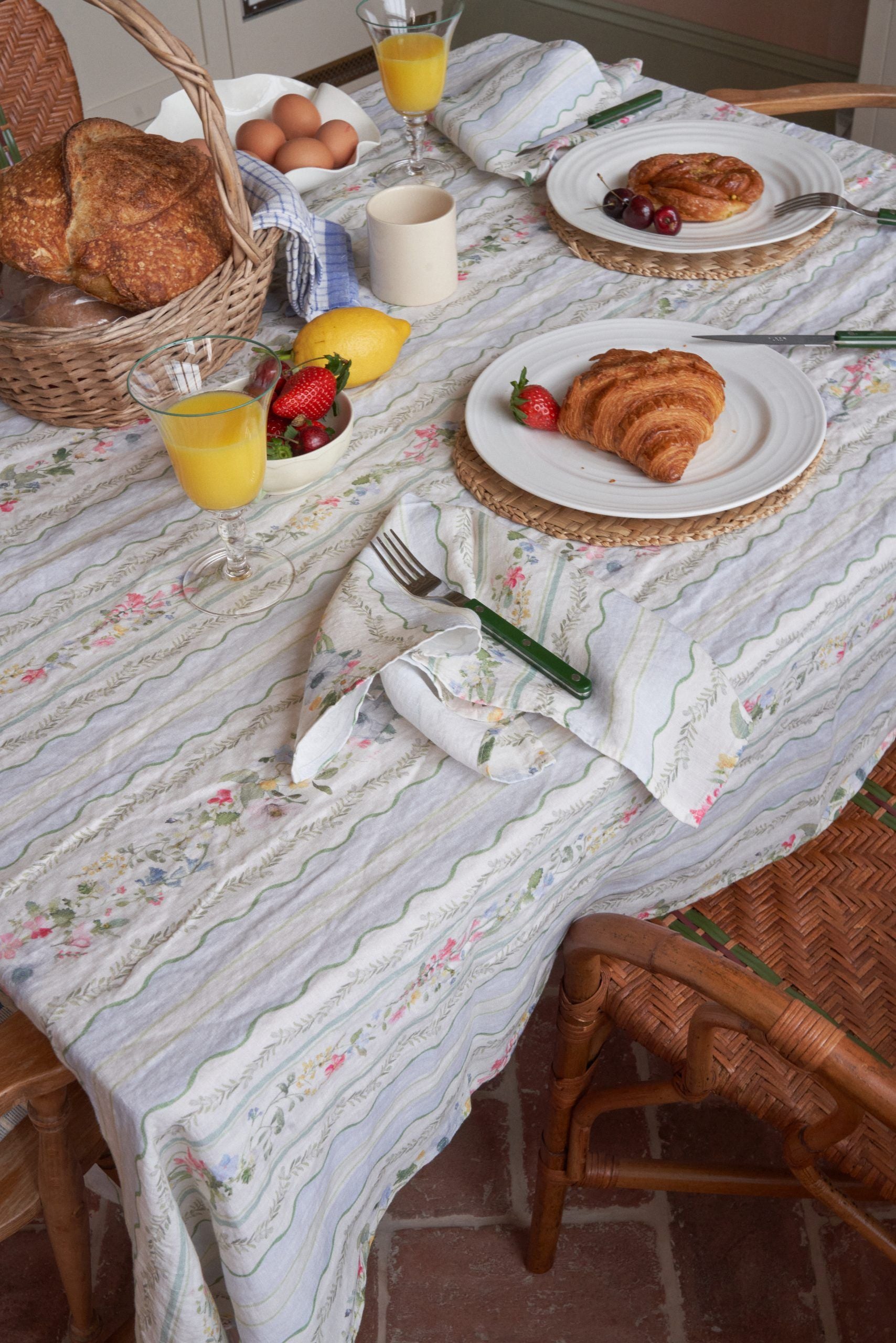 Spring Carpet Stripe Linen Tablecloth