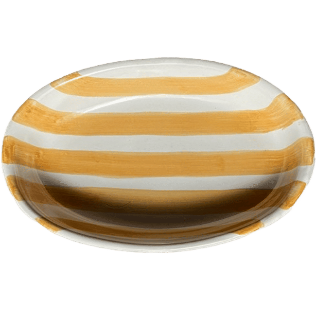 Oval Dish with Grooves, 25 cm, Ochre