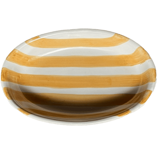 Oval Dish with Grooves, 25 cm, Ochre