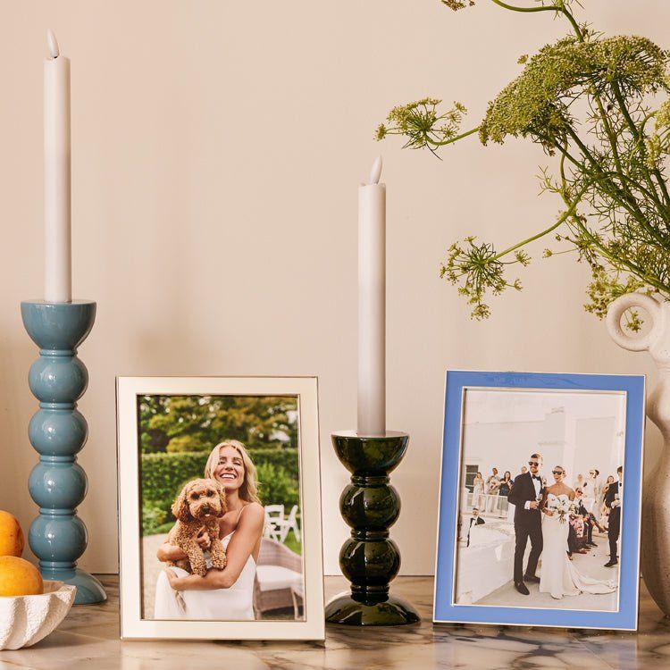 Medium Racing Green Bobbin Candlestick- 14cm