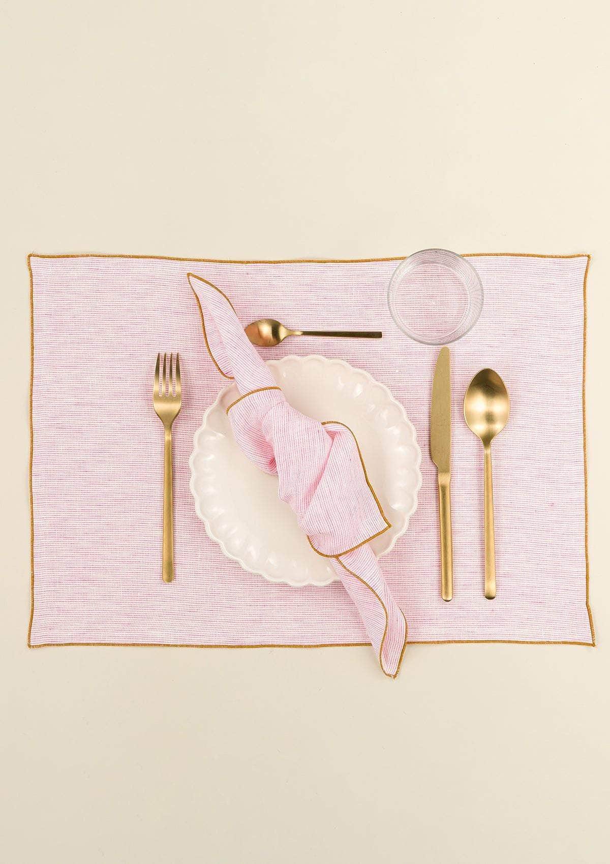 The Pink & White Stripes Linen Napkins (Set of 2)