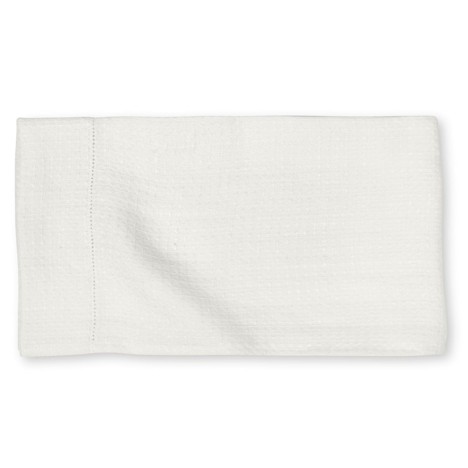 Personalised Liège Hand Towel in Ivory White Waffle with White Hemstitch