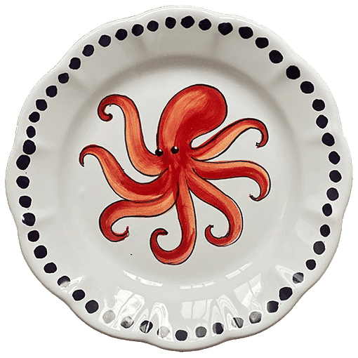 Estate Red Octopus Plate 25cm