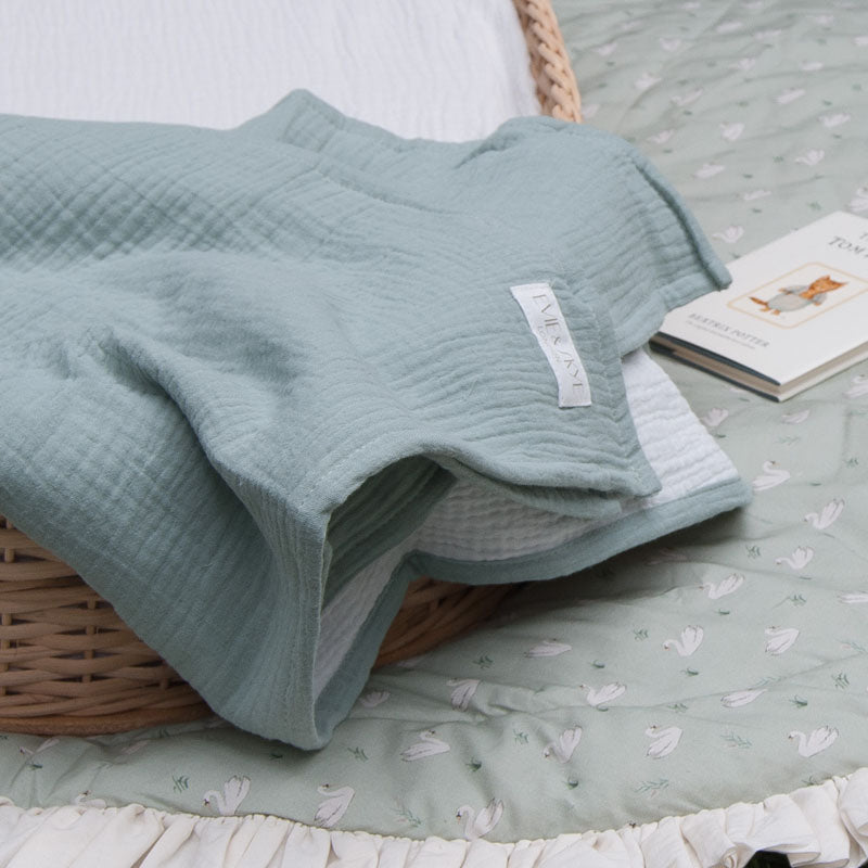 Soft Organic Cotton Baby Blanket - Sage