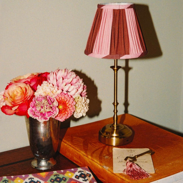 Freddie Table Lamp Pink/Brown Stripes