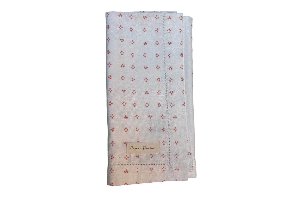 Minni Napkin - White with Red