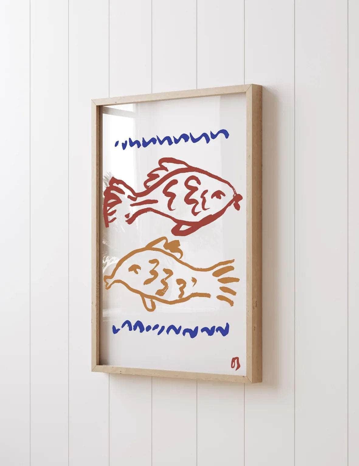 Two Fish in Red & Blue Print