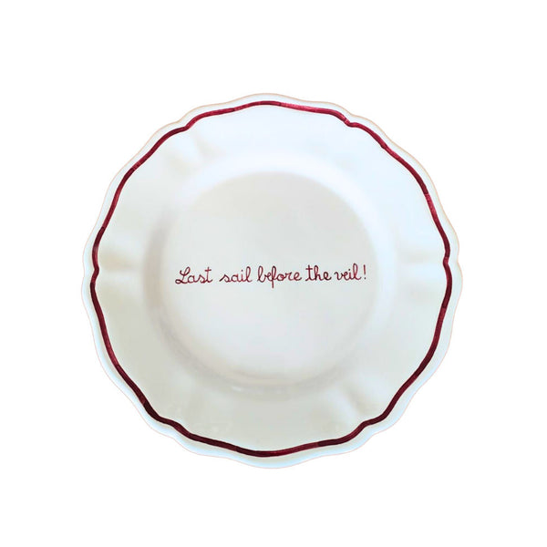 Sveva's Home "Last Sail before the Veil" Ceramic Scalloped Plate Set of 4