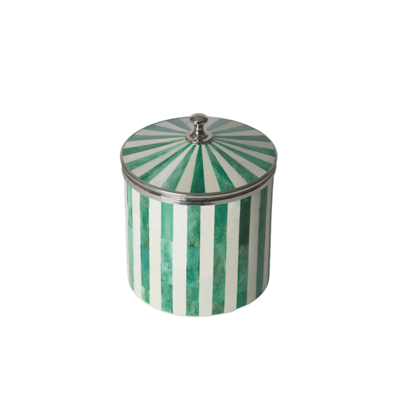 Bone Inlay Ice Bucket | Green & White | Striped