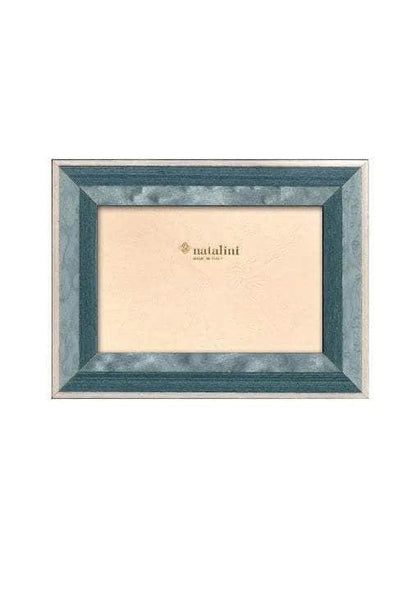 Beautiful Blue Marquetry Photo Frame with White Stripe 6x4