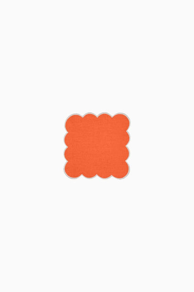 Zero-Waste Scalloped Linen Cocktail Napkins Coral - Set of 4