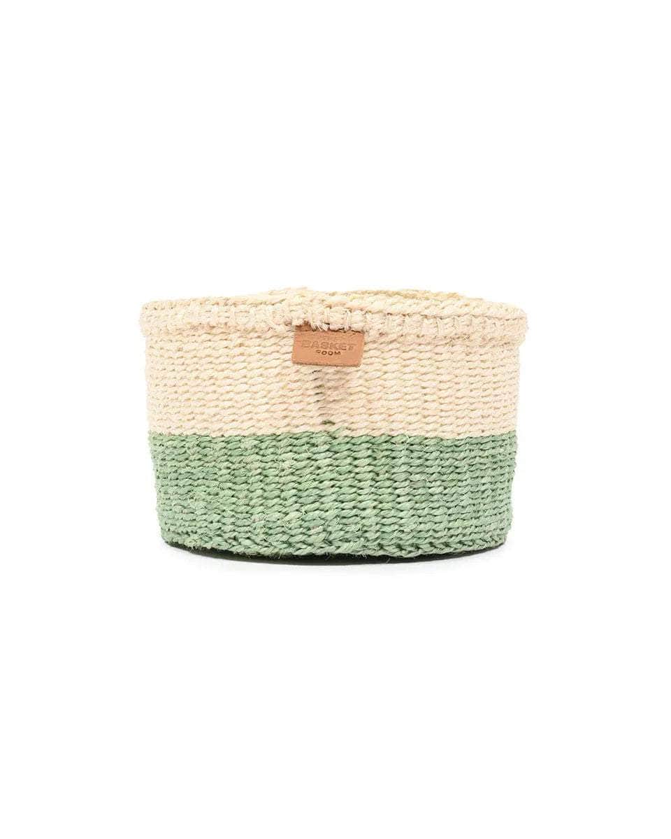WILAYA: Green Colour Block Woven Basket